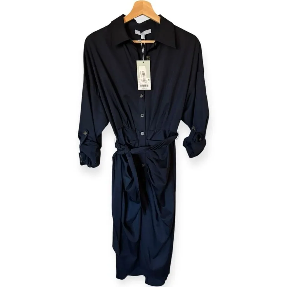 Antonio Melani Navy Blue Roxanne Pleated Tie Dress